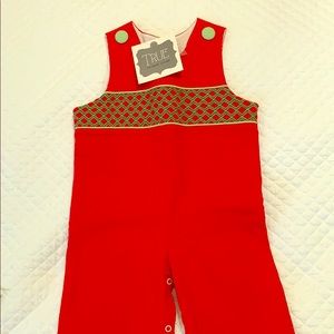 Red Geo Smocked Longall 24M